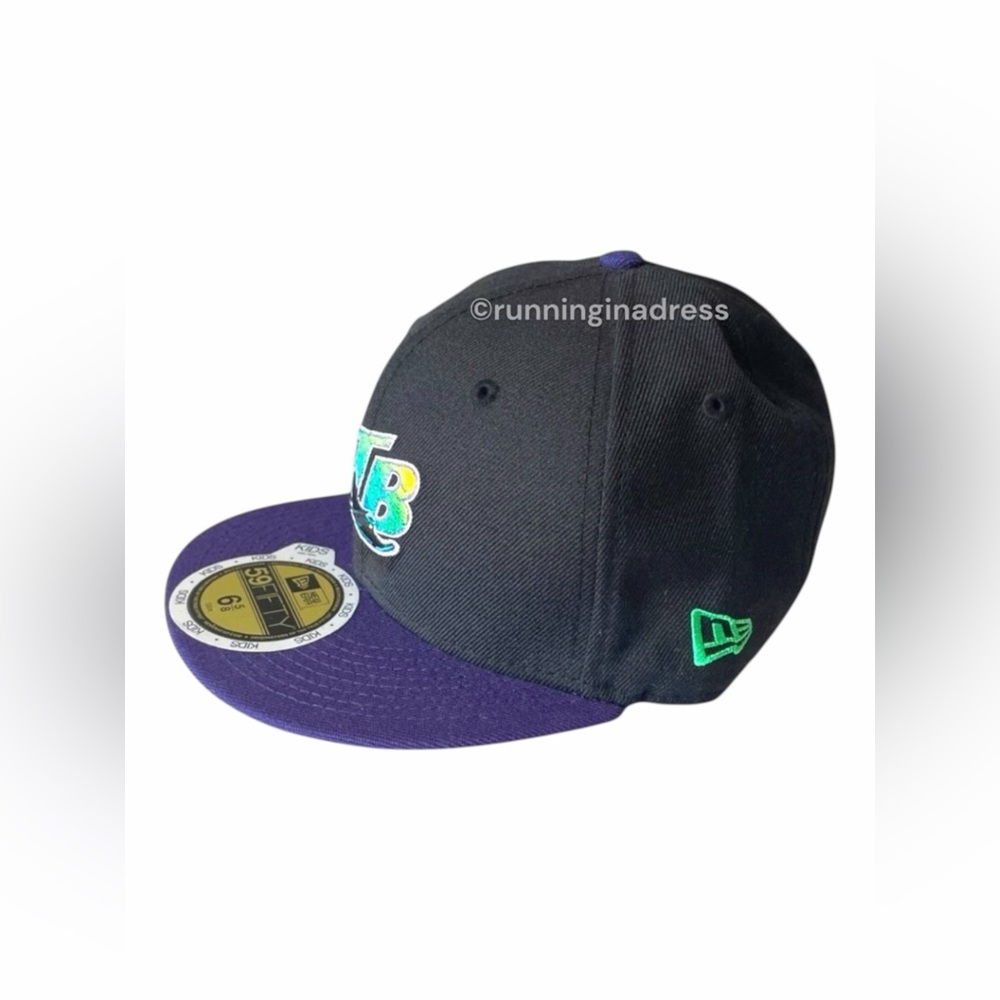 New Era Two tone Black Purple Tampa Bay Rays Cooperstown Collection Wool Fitted
